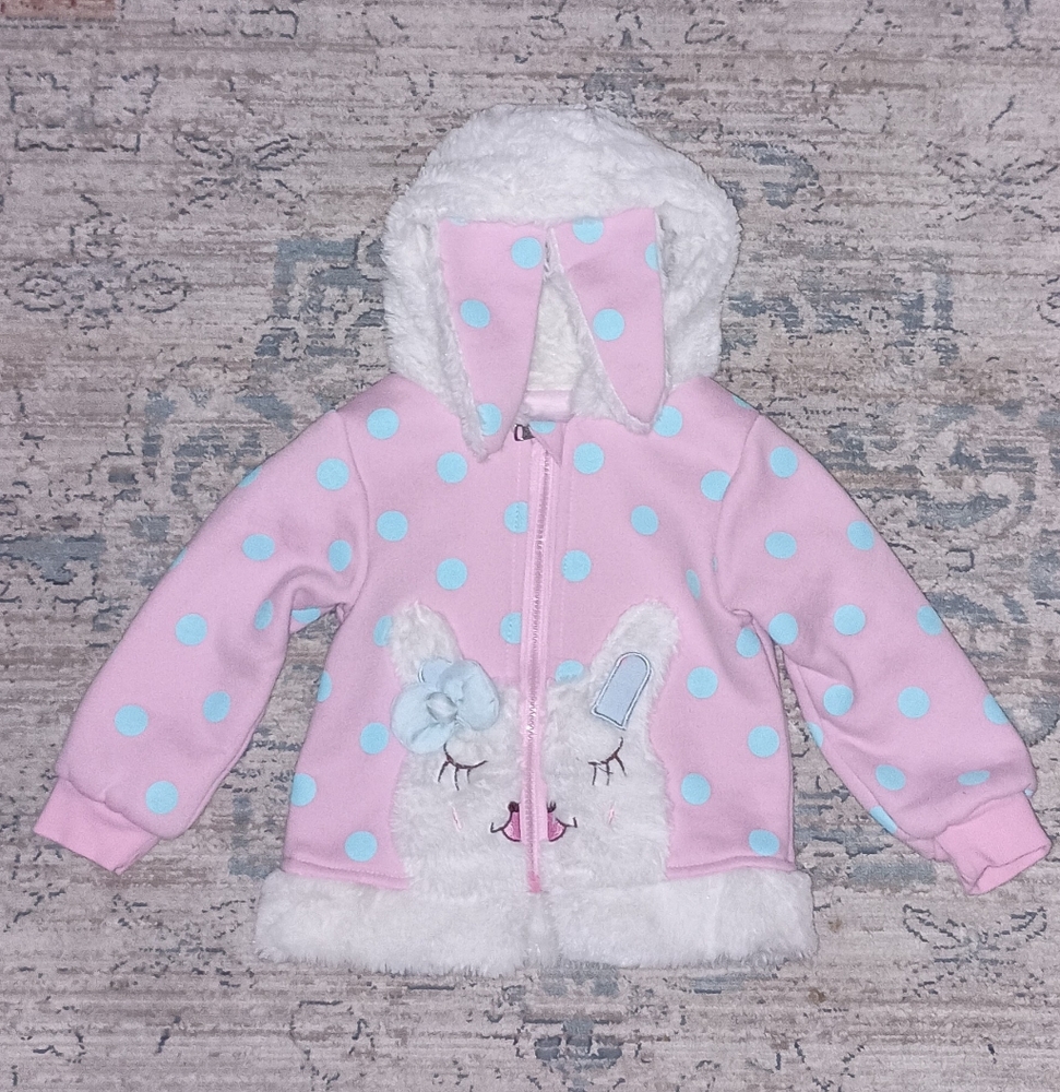 Pink Polka Dot Bunny Hoodie size 3T